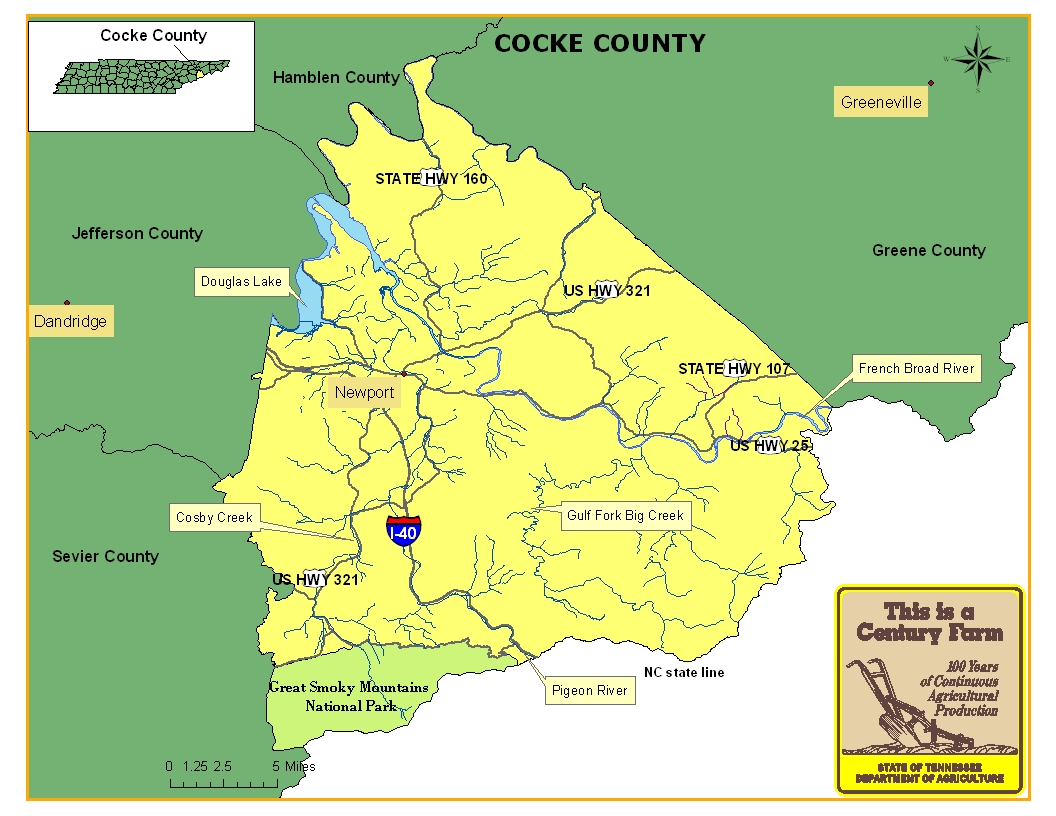 Cocke County Map