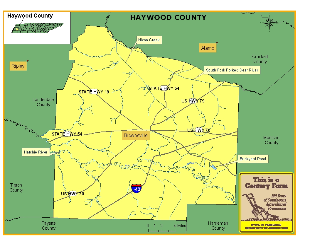 Haywood County Map