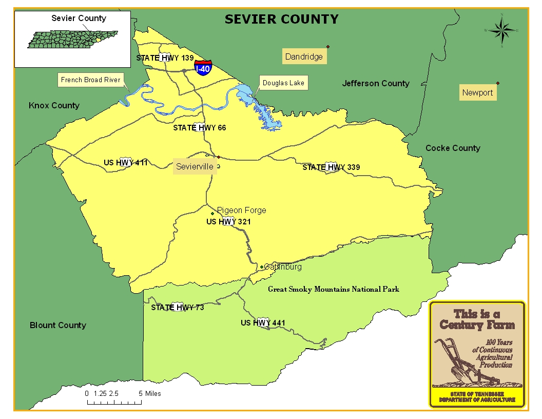 Sevier County Map