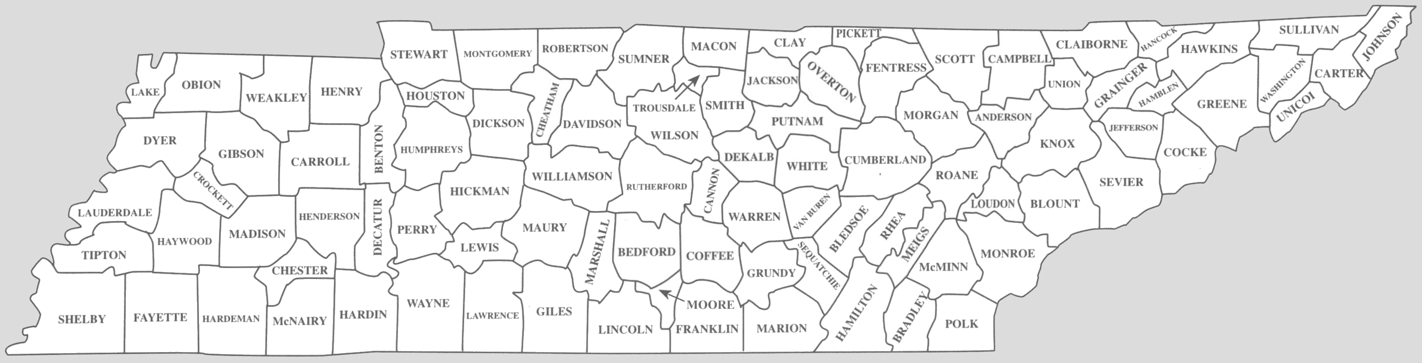 Map of TN Counties